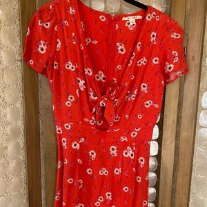 Floral tie front romper